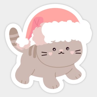 Happy with kitten at Christmastime Sticker